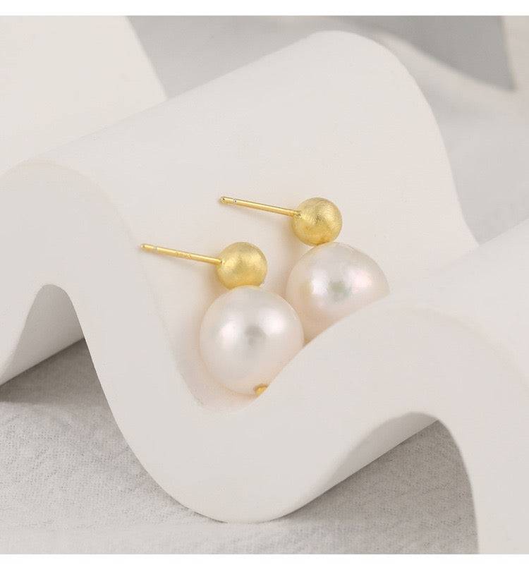 Baroque Pearl Earrings with Gold Design