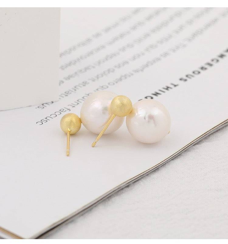 Baroque Pearl Earrings with Gold Design