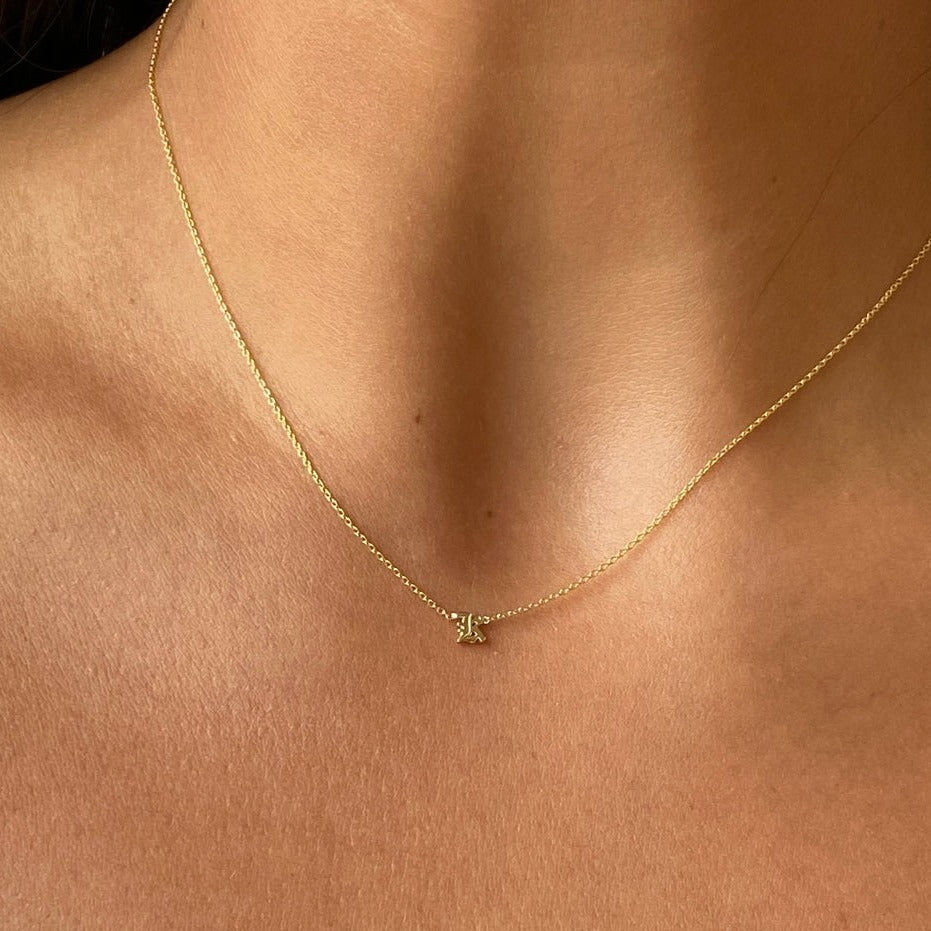 Custom 14k Gold Dainty Initials Necklace