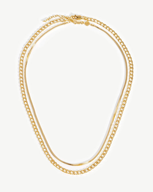 18k Gold Vermeil Snake Chain Necklace Set