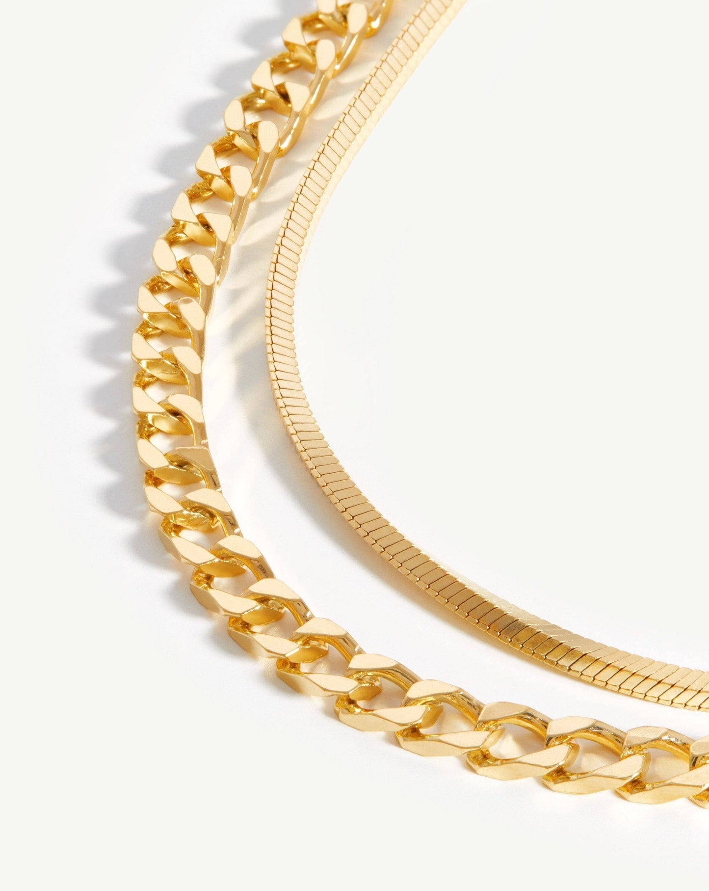 18k Gold Vermeil Snake Chain Necklace Set