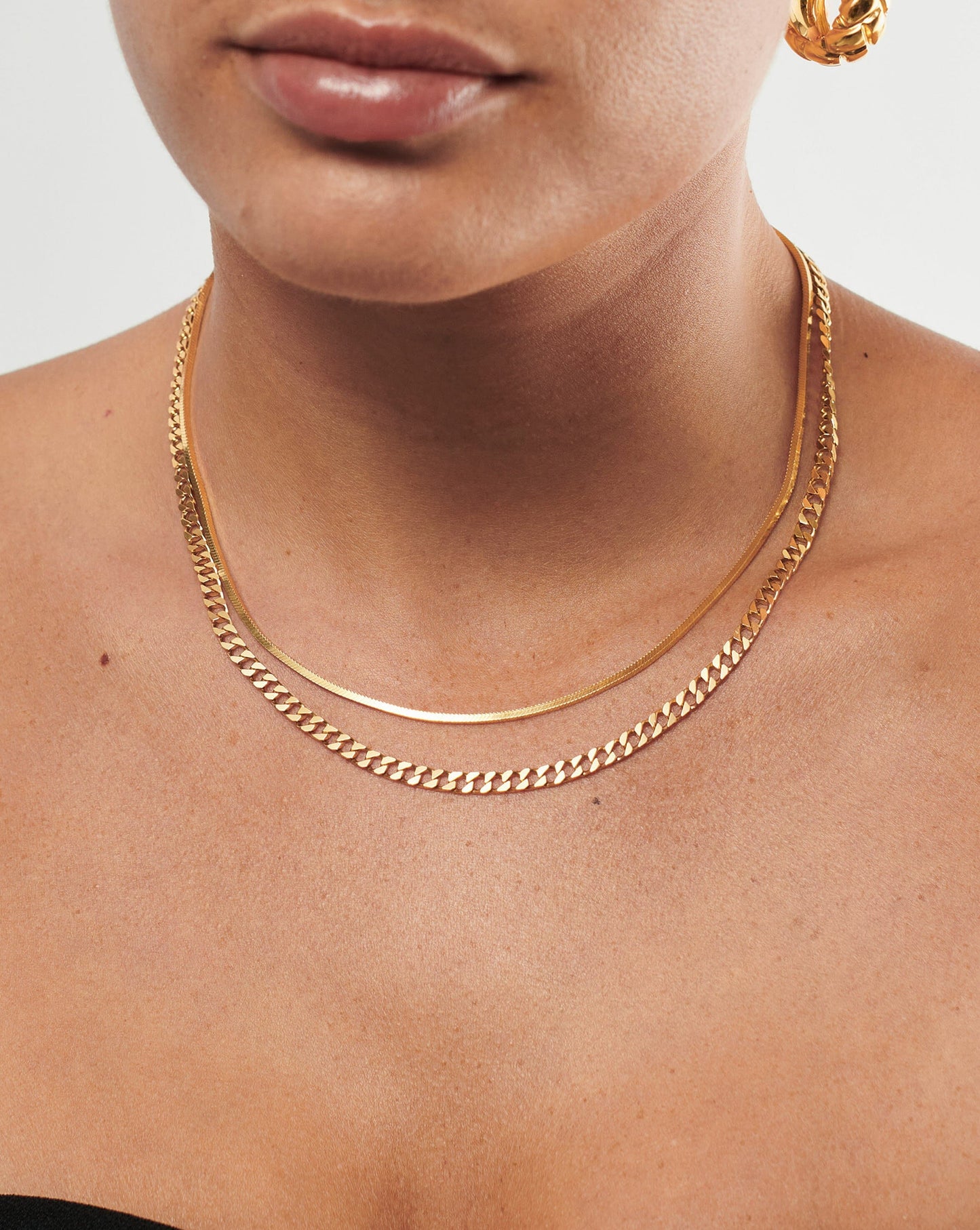 18k Gold Vermeil Snake Chain Necklace Set