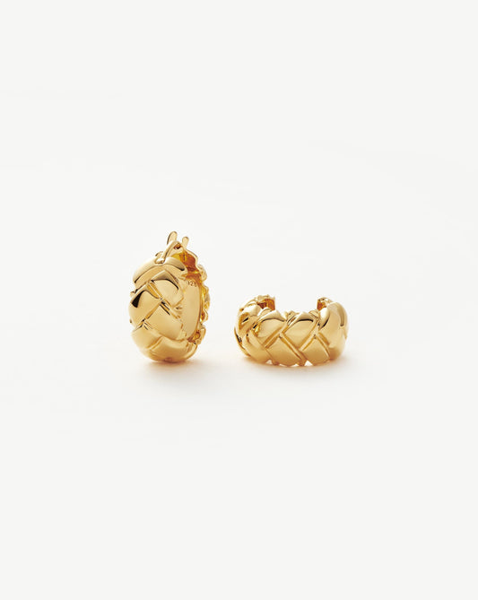 18k Gold Vermeil Waffle Mini Hoop Earrings