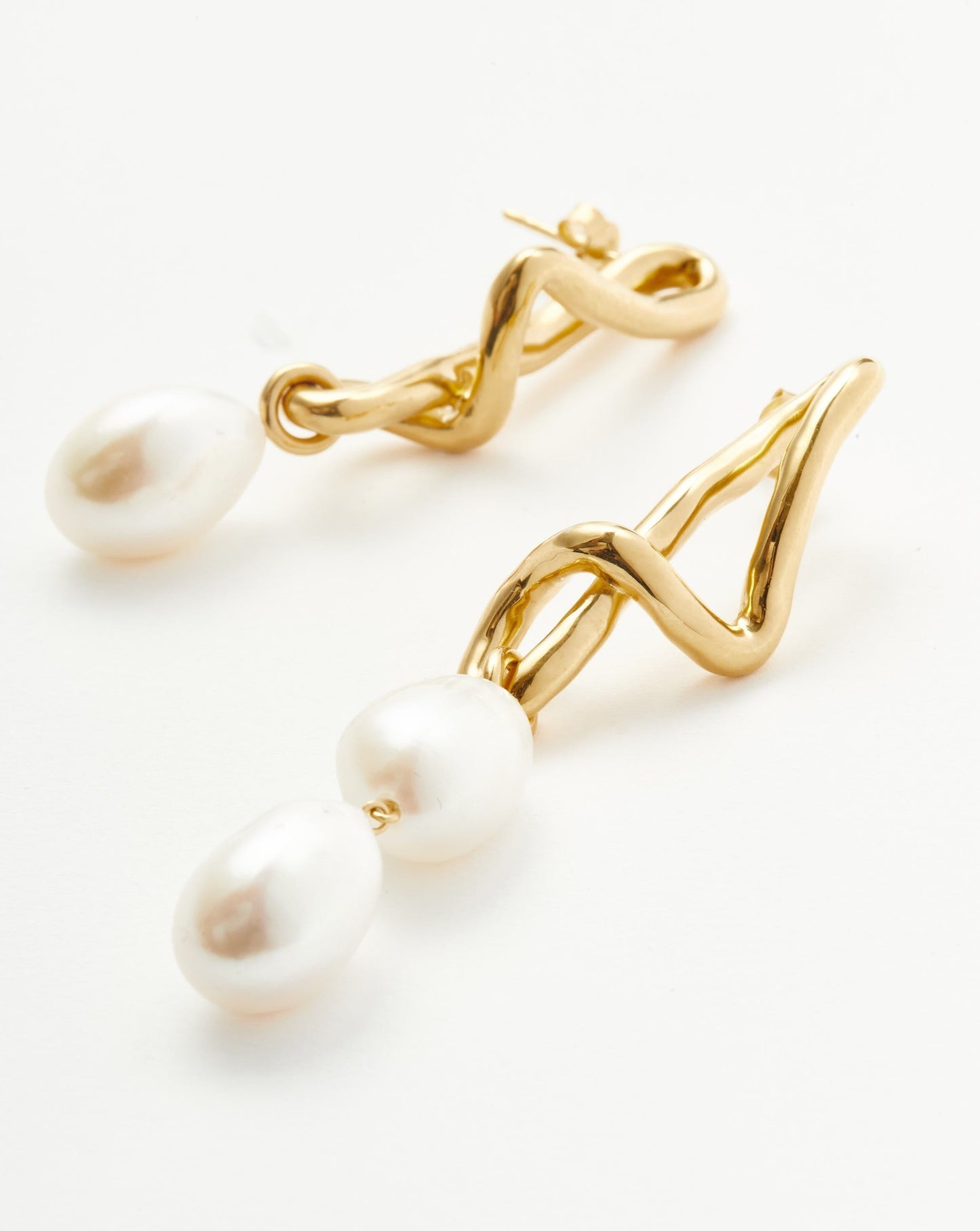 Baroque Pearl Mismatch Drop Earrings in Unique Design