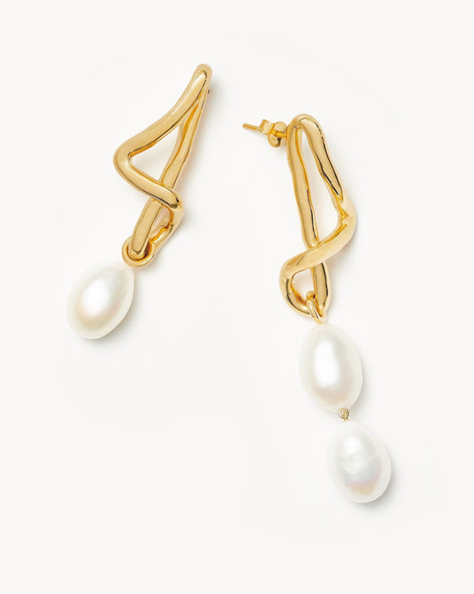 Baroque Pearl Mismatch Drop Earrings in Unique Design