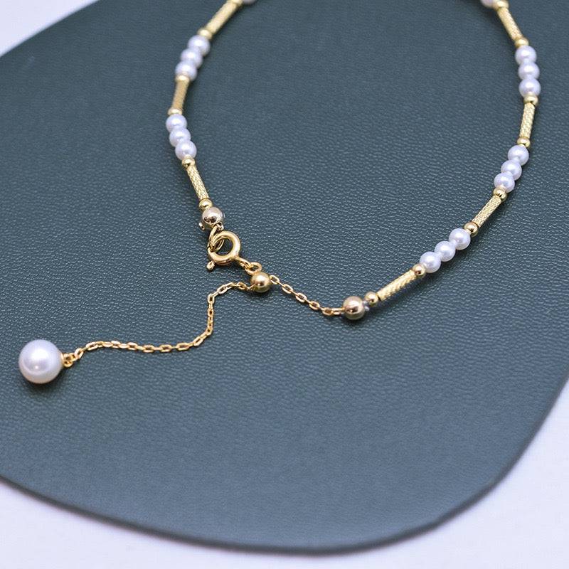 White Freshwater Pearl and Beaded Necklace Bracelet Set