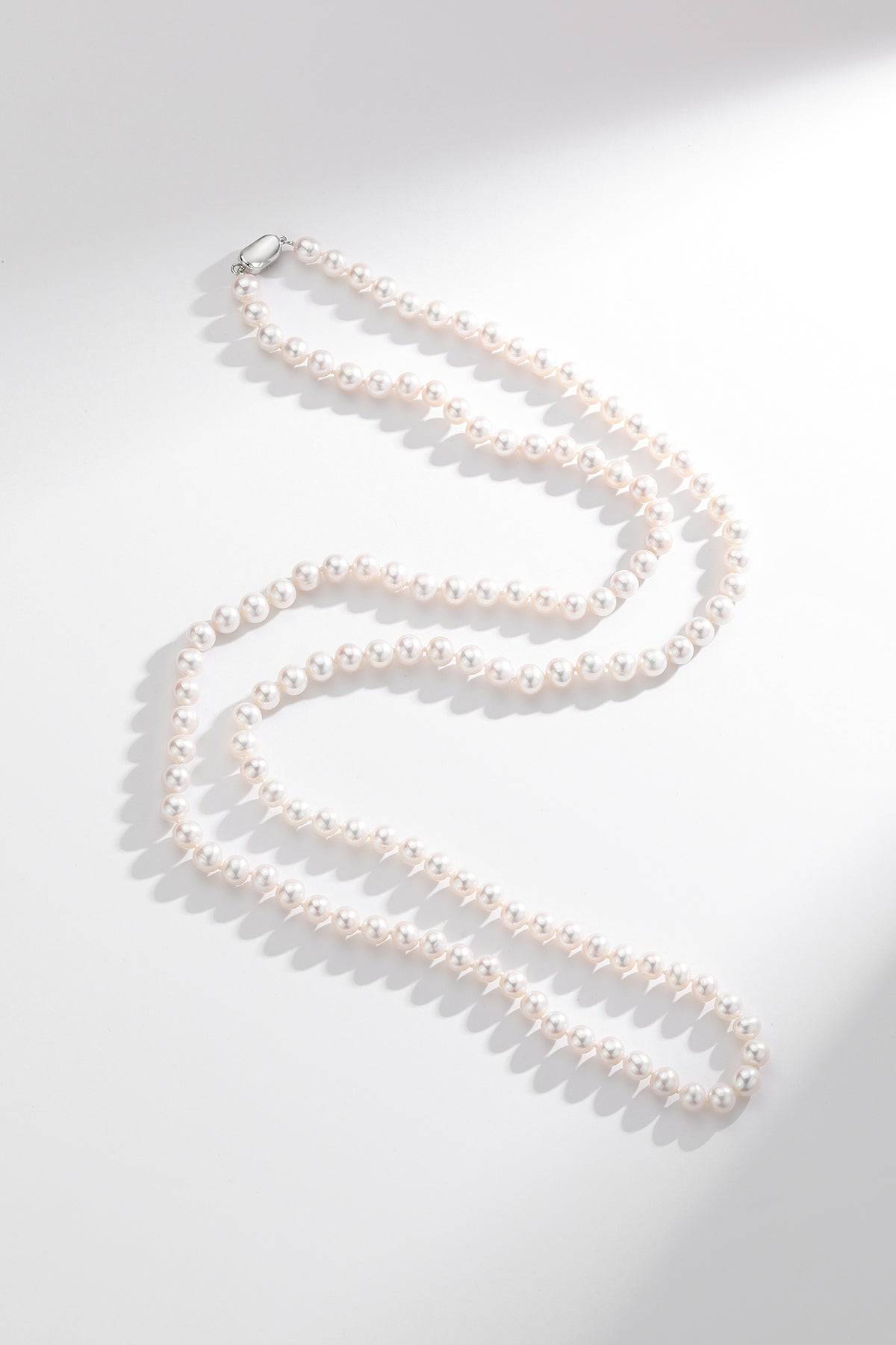 35 Inch White Freshwater Pearl Strand Necklace