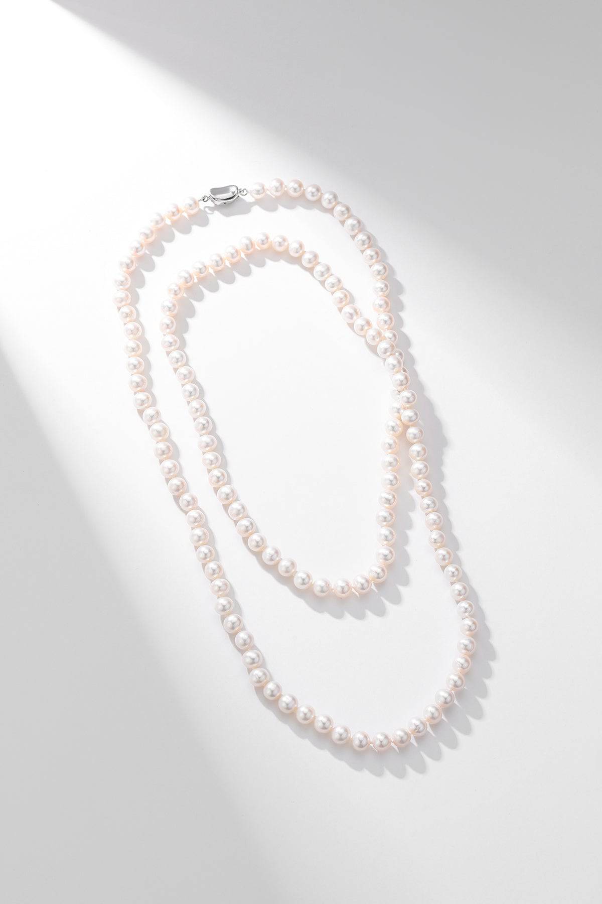 35 Inch White Freshwater Pearl Strand Necklace