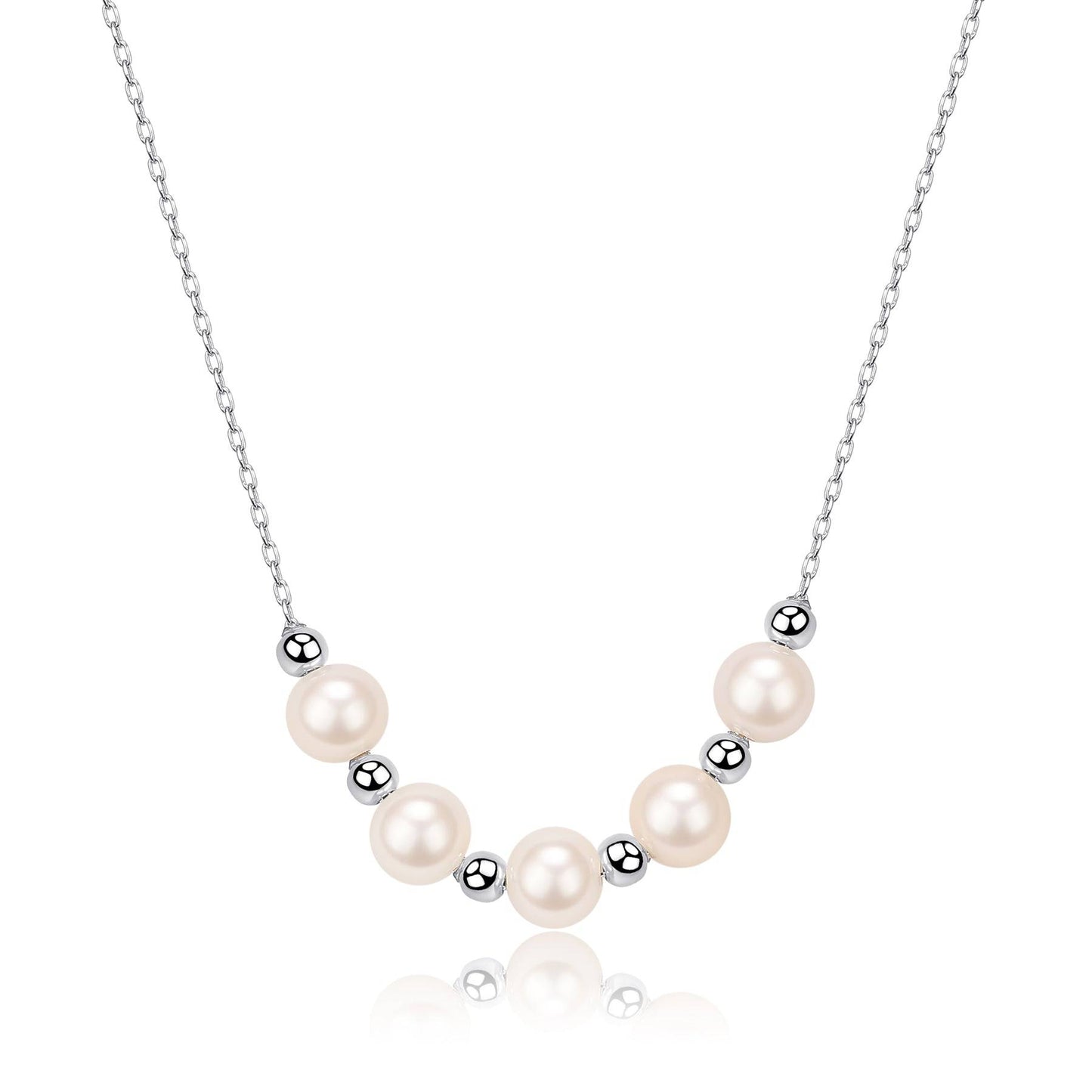 White Freshwater Pearl Necklace with Five Drops Design