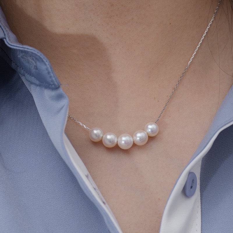 White Freshwater Pearl Necklace with Smile Design