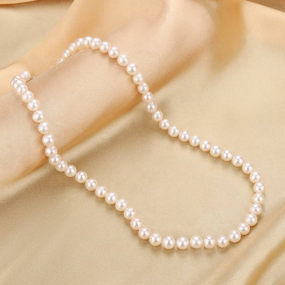 White Freshwater Pearl Necklace in 8-9mm Size