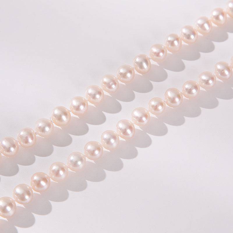 White Round Freshwater Pearl Necklace with Sterling Silver Clasp