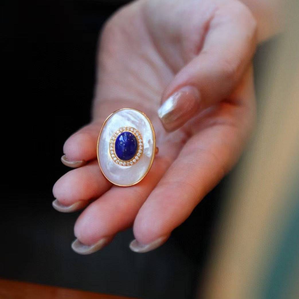 Blue Lapis Lazuli and Mother of Pearls Earrings