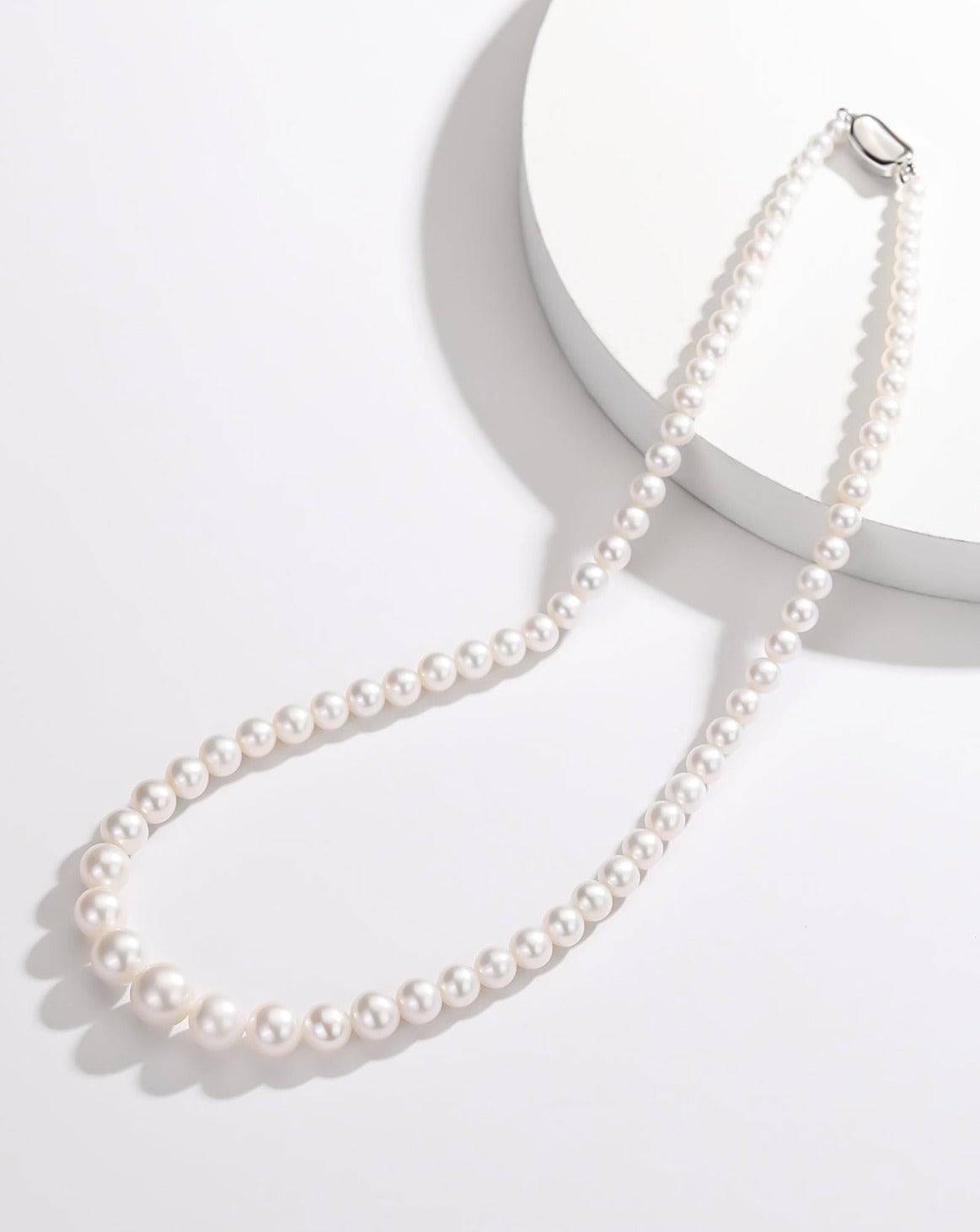 White Freshwater Pearls Gradual Size Strand Necklace