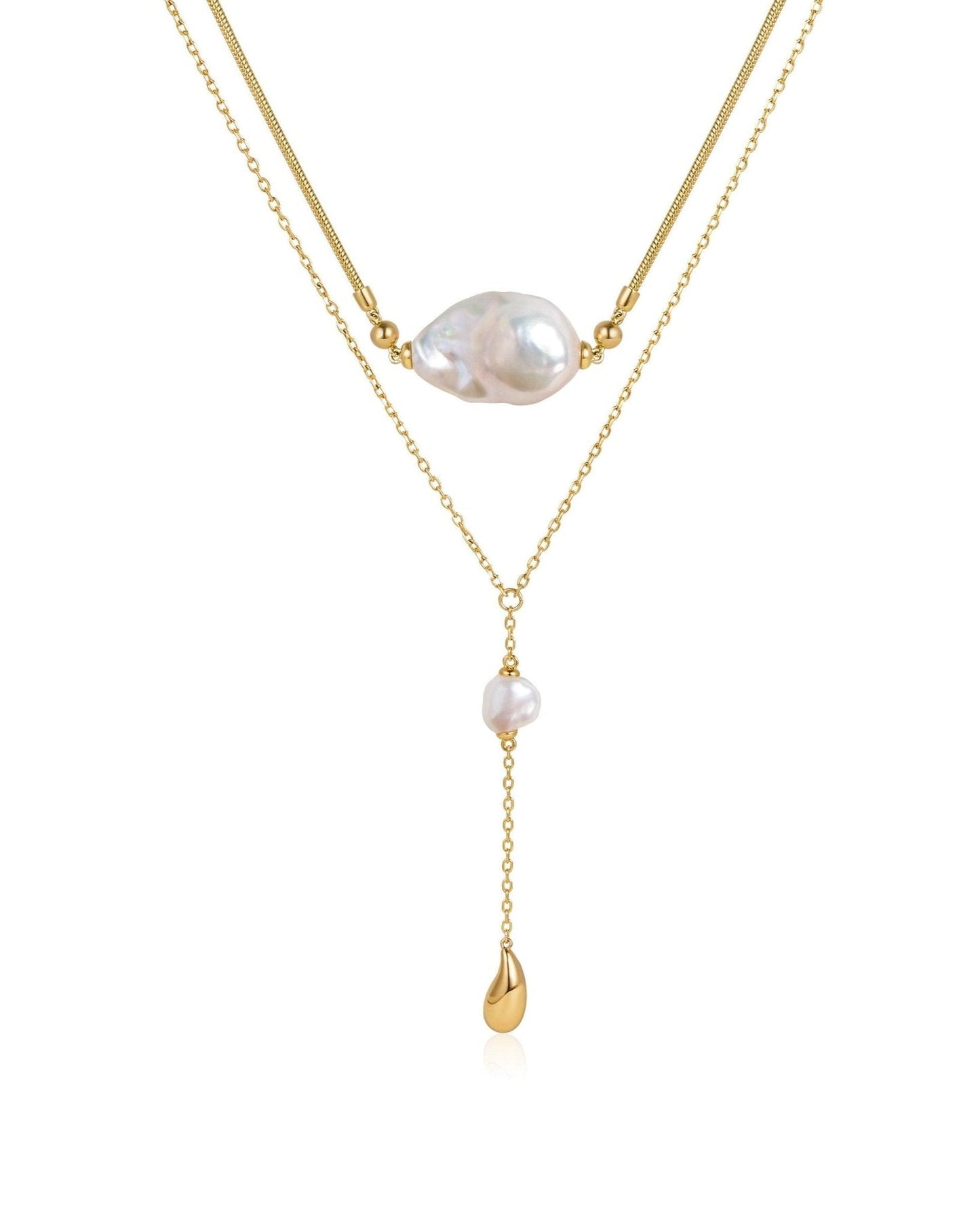 Baroque Pearl Layer Necklace in Elegant Style