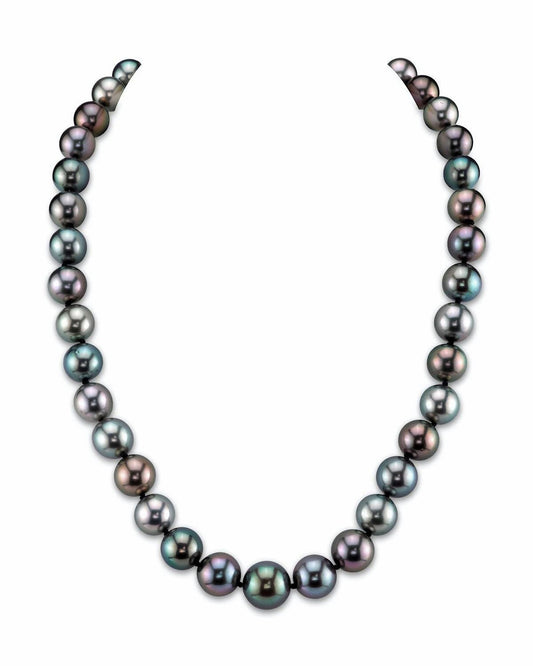 Multi-Color True Round Tahitian Pearl Necklace, 9-11mm