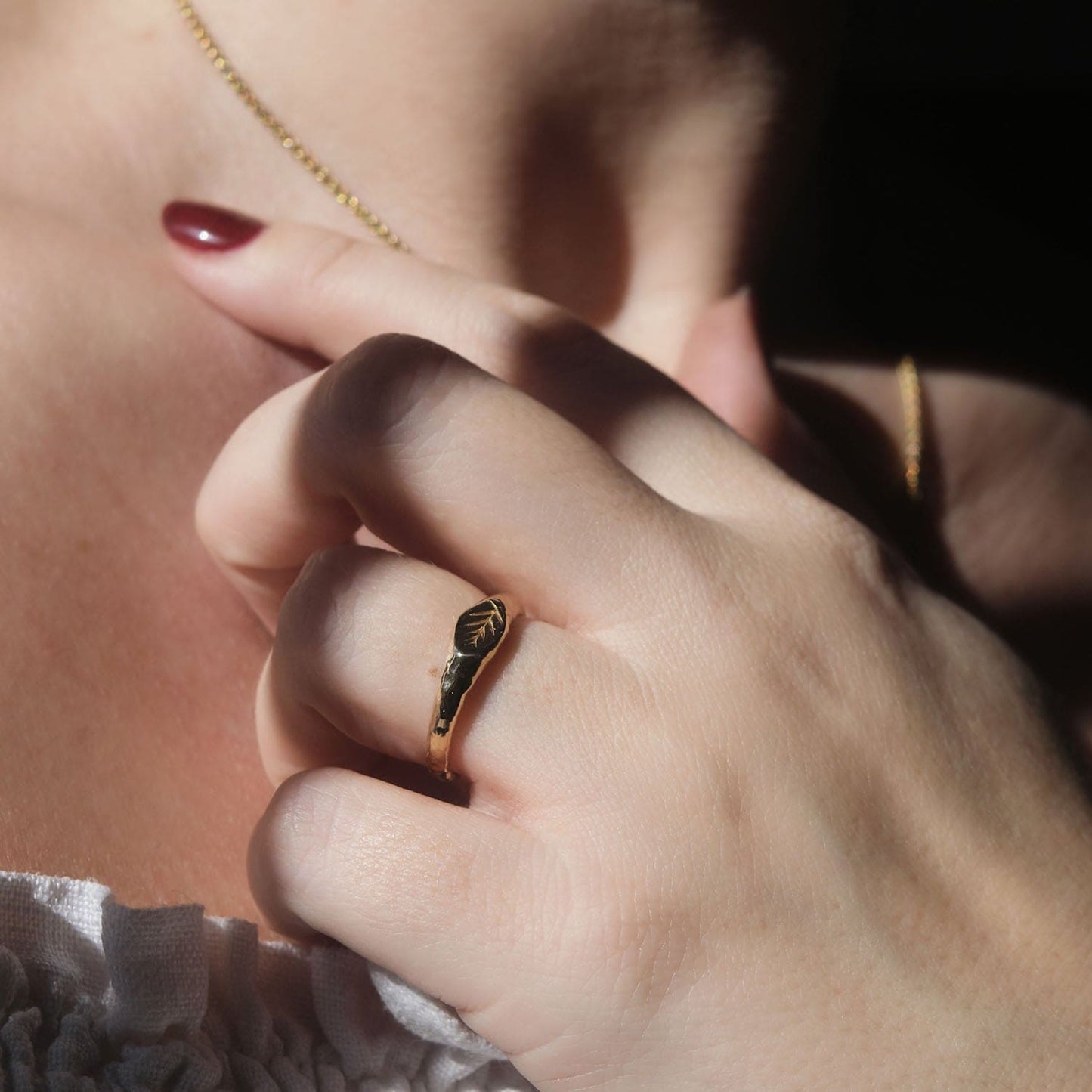 Slim Roman Style Signet Ring in Silver