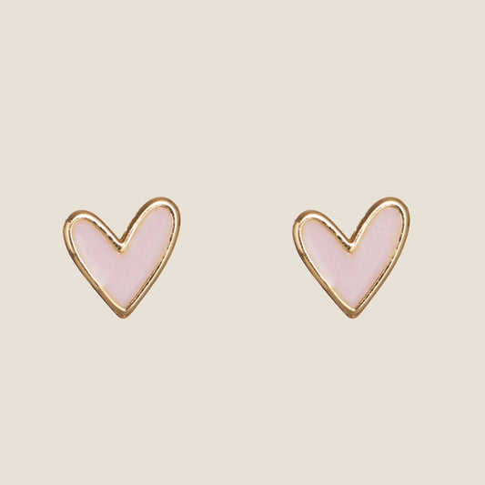 Pink Heart Stud Earrings in Sweet Design