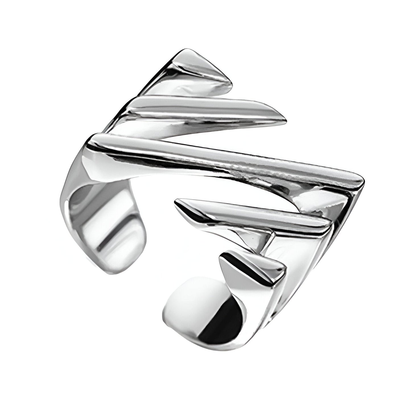 Contemporary Angular Silver Statement Ring