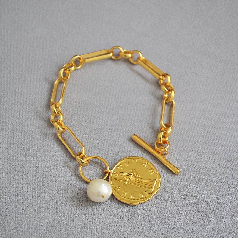 Baroque Coin Pendant Bracelet in Vintage Style