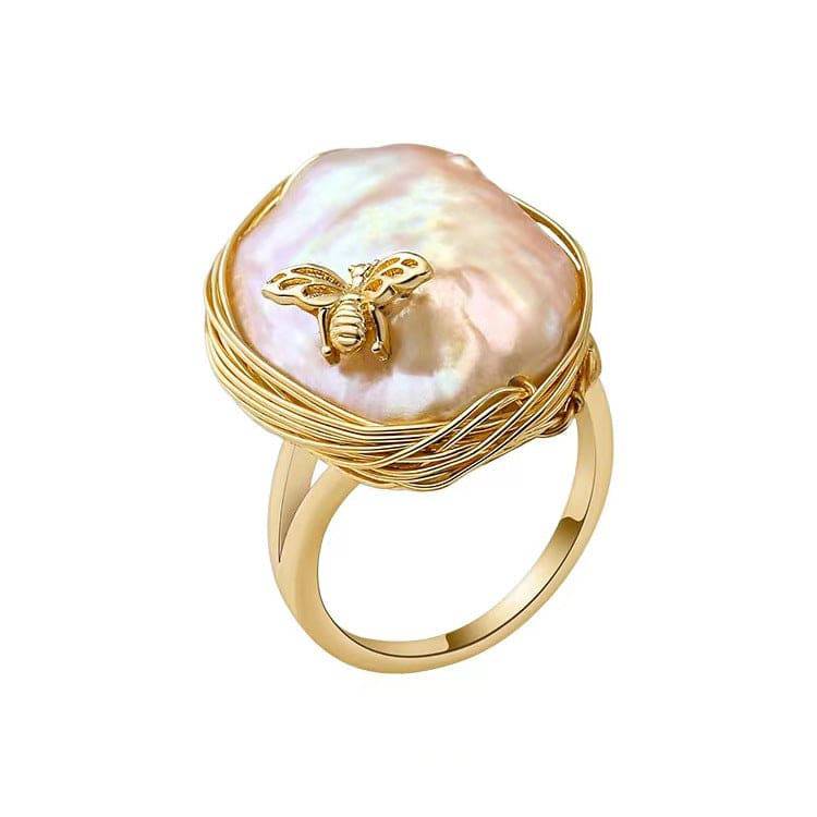 Baroque Freshwater Pearl Insect Ring