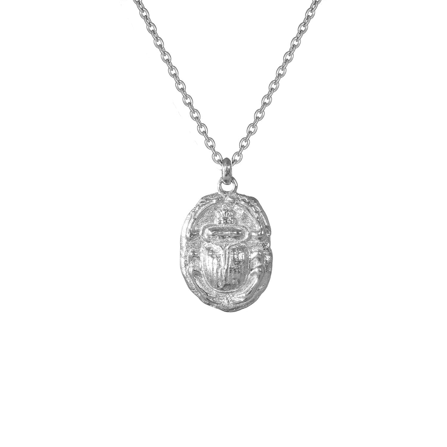 Ancient Scarab Pendant Necklace in Silver