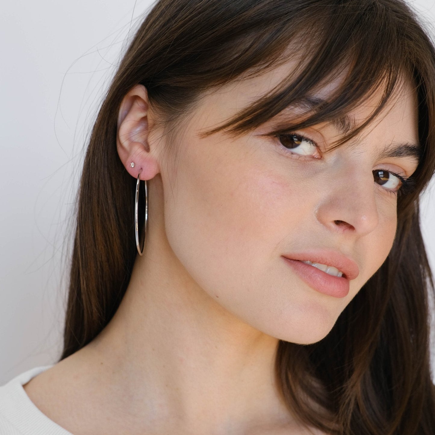 Sterling Silver Halo Hoop Earrings