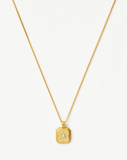 April Birthstone Crystal Pendant Necklace in 18k Gold Vermeil