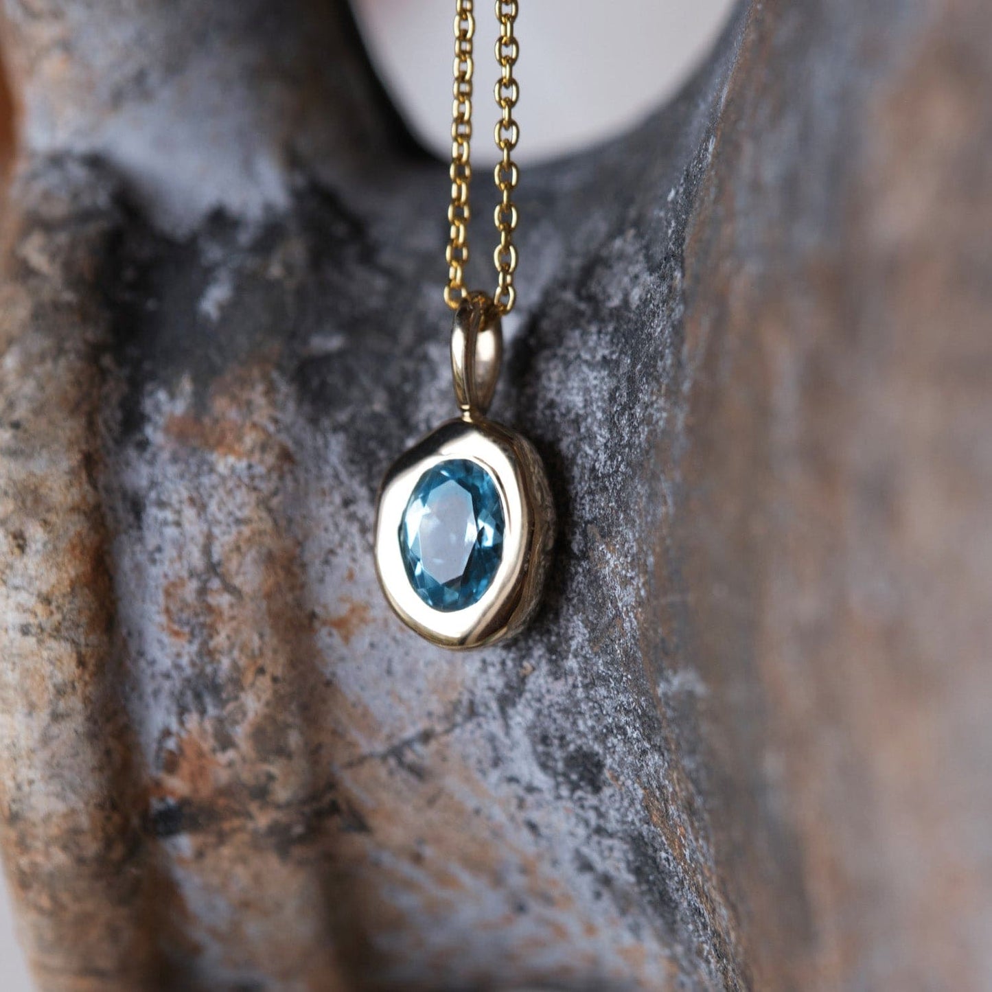 Blue Topaz Molten Heirloom Pendant Necklace