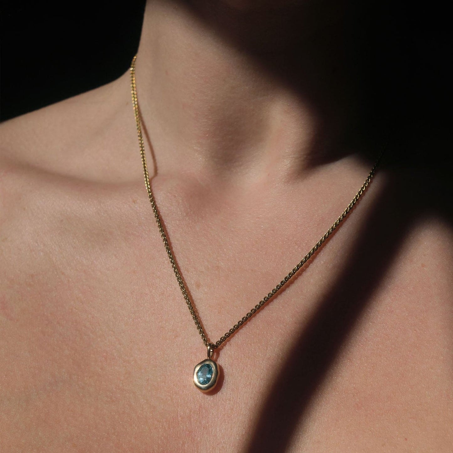 Blue Topaz Molten Heirloom Pendant Necklace