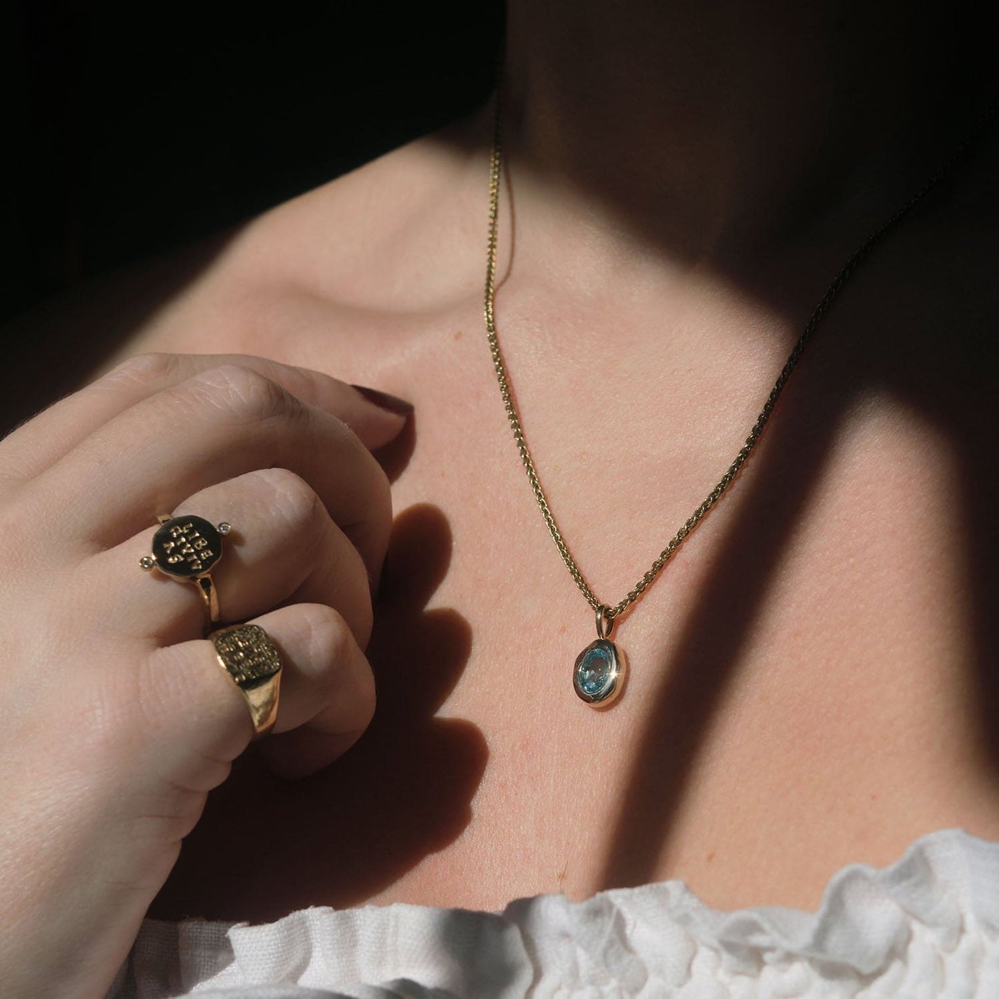 Blue Topaz Molten Heirloom Pendant Necklace