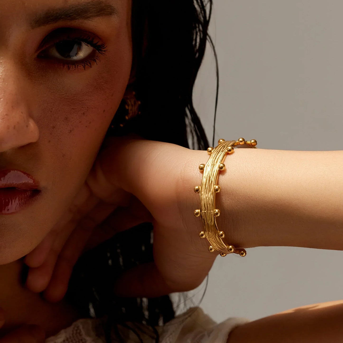 Wide Open Cuff Bracelet in Gold Finish