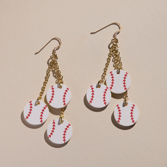 Baseball Themed Earrings in Silver Design