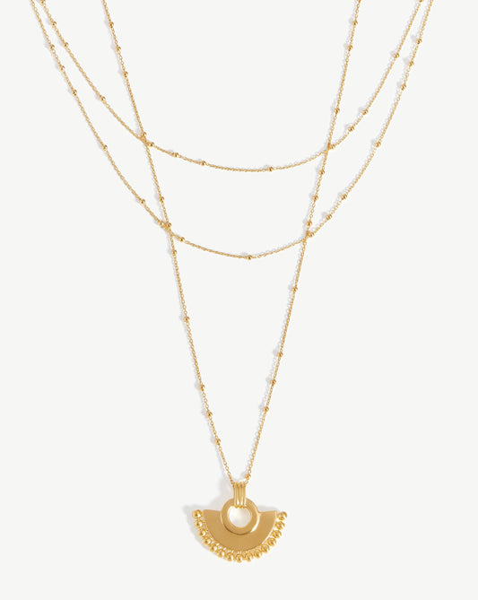 18k Gold Vermeil Fan Chain Necklace Set