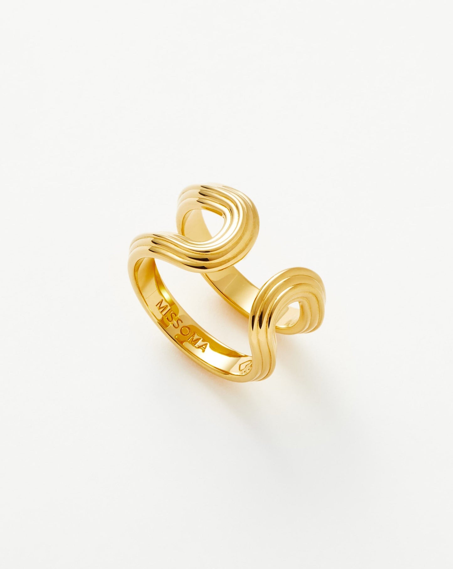 18k Gold Vermeil Link Ridge Open Ring