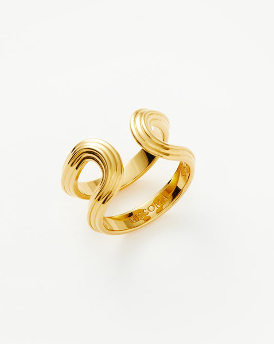 18k Gold Vermeil Link Ridge Open Ring